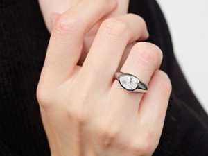 Creative Craft Moissanite 1CT Pear Cut Diamond Bezel <b>Set</b> <b>Ring</b> Original 925 <b>Silver</b> Fine Modern Style Gift For Birthdays party - Product Image 3