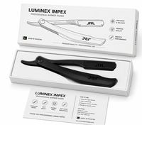 Ciseaux de barbier JRL noirs en acier inoxydable magnétique de luxe à bord droit, tranchants, pour droitiers, 30 dents, manche court