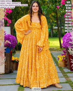 ชุดเดรส Anarkali ผ้าจอร์เจตต์ปักลาย Bandhani สไตล์ราชวงศ์ ยาวกรอมพื้น แบบดั้งเดิม แห้งเร็ว เหมาะสำหรับงานแต่งงาน งานปาร์ตี้ และงาน Diwali - Product Image 2