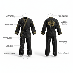 Nuevo Diseño 2026, Uniforme de Karate para Hombre, con Bordado a Mano en Dorado, Ligero, Duradero, de Color Liso - Product Image 2