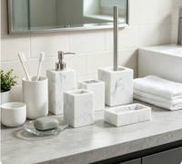 Ensemble d'accessoires de salle de bain en polyrésine texturé, six pièces, écologique, décoration pour la maison et l'hôtel, élégamment simple, intemporel, personnalisable