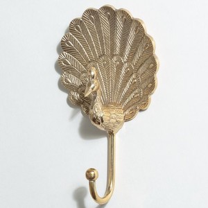 Porte-manteau mural décoratif en laiton motif fleur et feuille - Support doré pour serviettes ou clés, idéal pour entrée ou salle de bain - Product Image 5