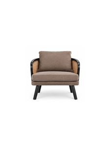 Fauteuil rembourré moderne de style mid-century avec coussin en tissu et pieds en bois massif pour le salon, meubles de maison - Product Image 1