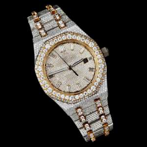 Baguette and Round Moissanite Diamond <b>Watch</b> 925 <b>Sterling</b> <b>Silver</b> Fancy <b>watch</b> Exclusive New Designer <b>Watch</b> for men's - Product Image 3