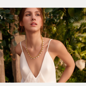 E295-N210-0475B Damen Vergoldete 316L Edelstahl Klassische Kristall-Choker-Halskette mit Kastenkette für Alltägliches Tragen - Product Image 3