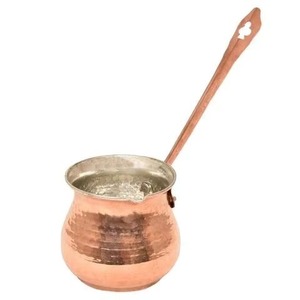 Cafetera Turca Redonda de Cobre Martillado con Mango Largo, Estilo Tradicional, Utensilios para Café y Té, Percolador - Product Image 1