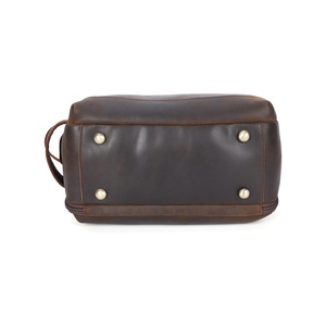 Trousse de Toilette Grande en Cuir de Buffle Véritable Marron Foncé, Imperméable, Double Fermeture Éclair, Idéale pour Cadeau de Garçons d'Honneur - Product Image 2