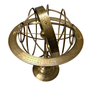 Sphère armillaire en laiton, globe armillaire gravé avec les signes du zodiaque, décoration de table pour la maison et le bureau - Product Image 4
