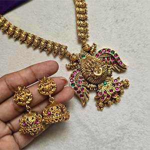 Bird Lakshmi Gold Lookalike Fashion Necklace Set - Product Image 3