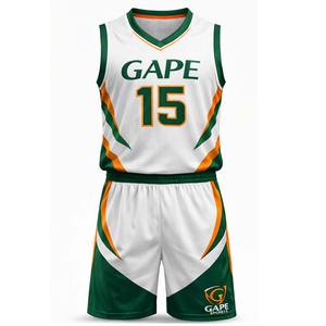 Conjunto de Baloncesto Personalizado para Hombres y Jóvenes, Camiseta y Pantalones Cortos con Nombre y Número del Equipo Impresos, 100% Algodón, Impresión por Transferencia de Calor - Product Image 1