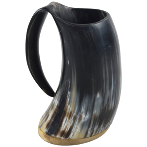 Chope à bière médiévale en corne naturelle, finition polie, avec résine, pour boire - Product Image 3