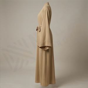 Abaya de Lujo para Mujeres Musulmanas, Venta al por Mayor, Estilo Dubai, Color Sólido Personalizado, con Cinturón, la Más Vendida en Línea - Product Image 3