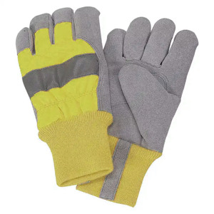 Cowhide Split Leather Industrial Safety <b>Gloves</b> with <b>Knit</b> Wrist Cuff Canadian Rigger Construction Design for Hand Arm Protection - Product Image 5