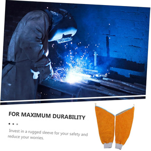 Manchons de protection pour bras de soudeur en cuir robuste de haute qualité, résistants à la chaleur et aux étincelles, équipement de sécurité pour le soudage - Product Image 6