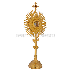 Monstrario Relicario de Latón |   Recipiente para la Adoración Eucarística Sunburst – DOUBLE VEE EXPORTS - Product Image 4