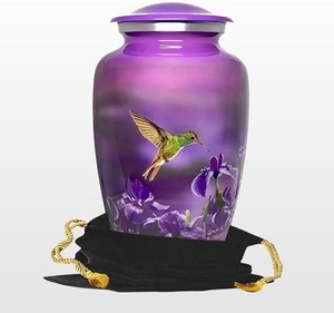 Traditional Styled Adult Aluminum Memorial Cremation <b>Ashes</b> Urn Funeral <b>Keepsake</b> Holder With Decorative Fine Texture - Product Image 2