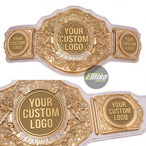 Ceinture de championnat personnalisée plaquée or, ceinture de titre d'arts martiaux, sangle en cuir blanc, logo personnalisé, ceintures de championnat de haute qualité - Product Image 3