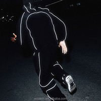 Ensemble de survêtement personnalisé en polyester avec fermeture éclair, coupe oversize, réfléchissant, imperméable, coupe-vent, avec veste à capuche en polaire et pantalon de jogging en nylon