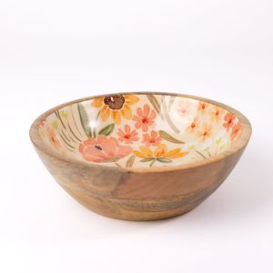 Natural Wooden <b>Bowl</b> With <b>Enamel</b> Design Eco Friendly Serving Option For Sustainable Kitchens - Product Image 5