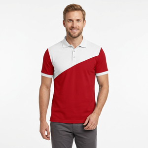 Men's Short Sleeve Solid Color Blocked for Shirt Knitted Regular Fit Casual Breathable 50% Cotton/50% Polyester 220 Grams - Product Image 1