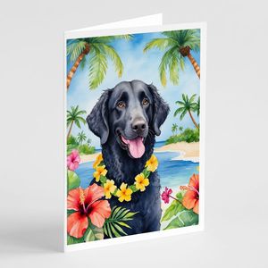 Whimsical A7 Tamaño 5x7 Tarjetas de notas en blanco Paquete de 8 Diseño de Luau Retriever con revestimiento rizado con sobres para saludos - Product Image 1
