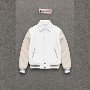 Veste universitaire classique blanche pour homme – Style moderne et streetwear – Vêtement d'extérieur décontracté à col rabattu - Product Image 5