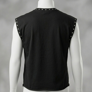 Camiseta sin mangas con estampado gráfico personalizado, informal, 100% algodón, tela de 300 g/m², con pedrería, para ropa urbana. - Product Image 6