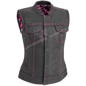 Chaleco de Cuero para Mujer, Chaleco de Motociclista Genuino, Chaleco de Moda para Motociclismo, Ajuste Cómodo y Duradero - Product Image 1
