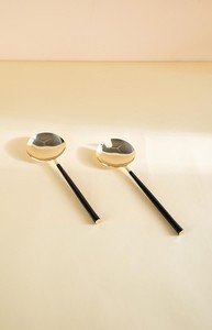 Stainless Steel Gold <b>Salad</b> Server with Black Coated Handle <b>Salad</b> <b>Tools</b> for Home Event & Restaurant Use in Low Price - Product Image 6