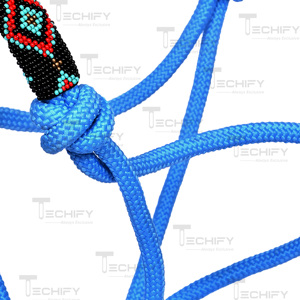 Adjustable Blue Nylon Rope Horse Halter with Beaded Noseband Durable <b>Training</b> <b>Lead</b> Halter Equestrian Tack - Product Image 3