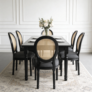Set di 2 Sedie da Pranzo Imbottite in Stile Country Francese con Schienale in Rattan per Soggiorno, Cucina o Ristorante - Product Image 4