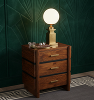 Table de chevet moderne et écologique en bois de manguier massif à 3 tiroirs, pliable et gonflable, pour chambre à coucher, usage domestique