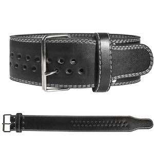 Cinturón de Cuero Negro con Costuras Rojas y Hebilla de Acero con Marco de Caja, Estilo Casual - Product Image 3