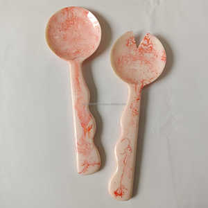 Juego de cubiertos con mango de resina de último diseño, servidor de resina para interiores, fiestas y bodas, diseño único, Color naranja para el hogar, herramientas para ensaladas - Product Image 3