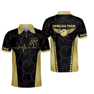 Chemise de bowling sportive pour homme, personnalisée, de qualité supérieure, en tissu tricoté 100 % polyester, respirant et à séchage rapide, vente en gros - Product Image 1