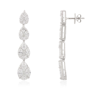 Boucles d'oreilles en or blanc 14 carats avec perle en forme de goutte d'eau et diamant de 5,38 carats certifié IGI, style vintage chrétien pour mariage - Product Image 6