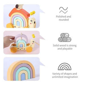Wudly Certified Child Safe Wooden Snail <b>Tractor</b> Pull <b>Toy</b> 1+ Years Toddler Activity Rainbow Multi Colors Sorting Nesting Stacking - Product Image 6
