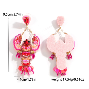 Nuevo Diseño de Verano: Colgante de Langosta Oceánica con Cuentas de Cristal y Perlas Rosas para Mujer, Estilo Clásico y Lindo, por MULTI CRAFT - Product Image 1
