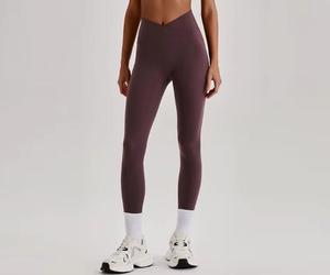 Leggings de sport pour femme taille haute, sans couture, couleur unie, longueur intégrale, en tricot extensible Spandex, avec compression et effet ventre plat - Product Image 2