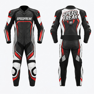 ชุดหนังมอเตอร์ไซค์ SpeedFreak แบบชิ้นเดียว สีดำขาว สำหรับขี่แข่ง - Product Image 2