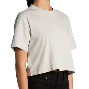 Camiseta Corta para Mujer, de Algodón de Primera Calidad, Manga Corta, Cuello Redondo, Ligera, Transpirable, Informal - Product Image 2