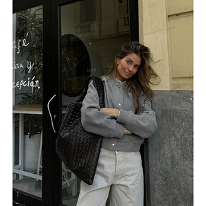 Women Cropped Bomber Jacket Streetwear Varsity Coat Custom Embroidery Supplier USA - Product Image 3