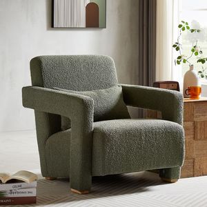 Sedia Ergonomica Mirod per Soggiorno con Braccioli ad Angolo Retto, Supporto Lombare, Seduta Inclinata Artistica e Gambe in Legno - Product Image 4