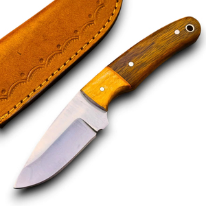 8" Total Length OEM Custom Stainless Steel Camping Hunting <b>Knife</b> Wood Drop Point Razor <b>Sharp</b> Leather Sheath Bulk Wholesale - Product Image 1