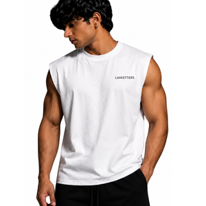 T-shirt graphique sans manches pour homme, col rond, emmanchures larges, imprimé au dos, coupe décontractée, style streetwear, vente en gros, personnalisable, tee-shirt muscle - Product Image 1