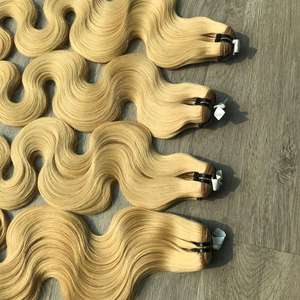 Venta al por mayor 100% Super calidad vietnamita Remy Hair Bundle doble dibujado extremos gran precio hueso recto cuerpo onda 613 Color - Product Image 1