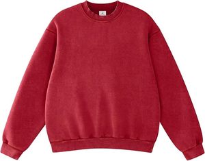 Sudadera Roja para Mujer, Cuello Redondo, Forro Polar, Transpirable, 100% Algodón Tejido, Color Sólido, Corte Regular, para Otoño - Product Image 1