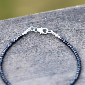 Natural Black Spinel Bracelet Sterling Silver Custom Order Handmade Gemstone Jewelry Gift For Women - Product Image 4