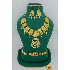 Conjunto de Collar corto chapado en oro de calidad superior de nuevo diseño con pendientes, anillo y pulsera, joyería con acabado fino encantador - Product Image 6