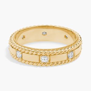 Bague de mariage Grandeur Asscher en diamant en or jaune 18 carats - Product Image 1